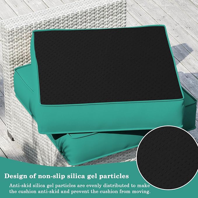 Outdoor Furniture Replacement Cushions, 14 Pcs Water-Resistant Replacement Sofa Cushion for Patio Garden Porch (Liner&Cover,Only Cushions No Sofa) (Lake Blue)