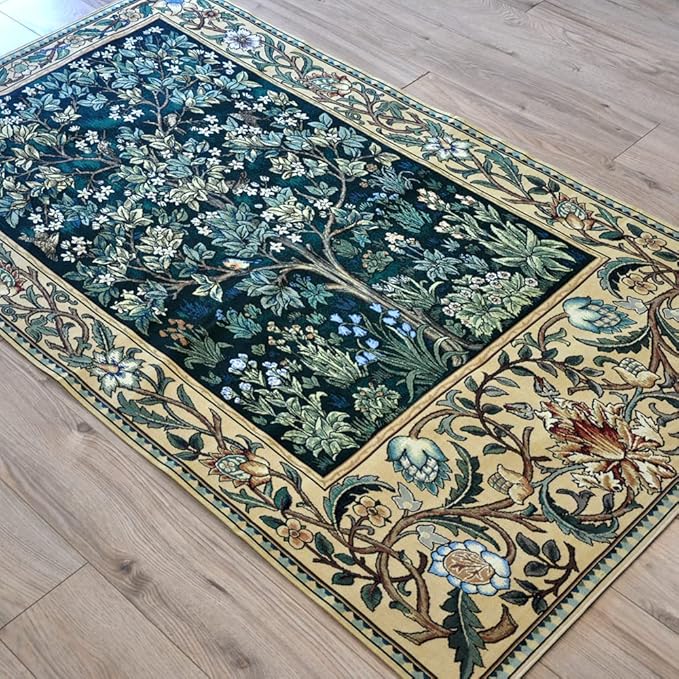 Aubelin Tapestry Long Green William Morris Tree of Life Fine Art Tapestry Wall Hanging Size 63"x35"