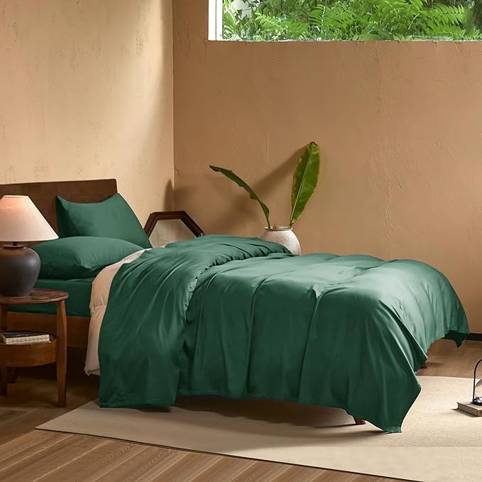 EVERLY Queen Sheets Set,Luxuriously 400 Thread Count Organic Viscose Derived from Bamboo Bed Sheet,Cooling Sheets for Queen Size 4 Piece Deep Pockets Bedding Sheets &Pillowcases-Aqua