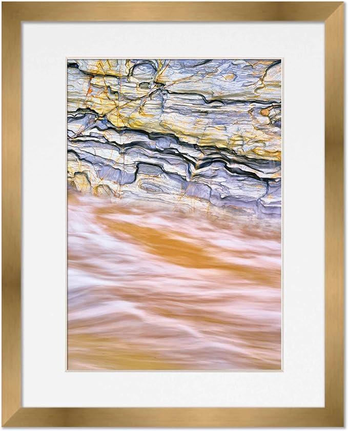 11x14 Frame with Mat - Bronze 13x16 Frame Wood Made to Display Print or Poster Measuring 11 x 14 Inches with White Photo Mat