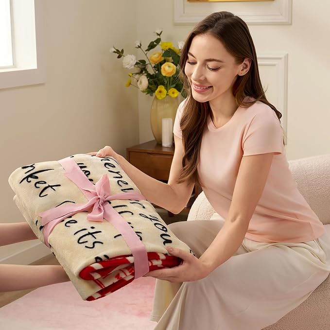 Joiedomi Birthday Gifts for Mom Soft Flannel Mom Blanket for Women Wife Grandma Mothers Day Anniversary Present from Daughter Son 50" x 60" Red
