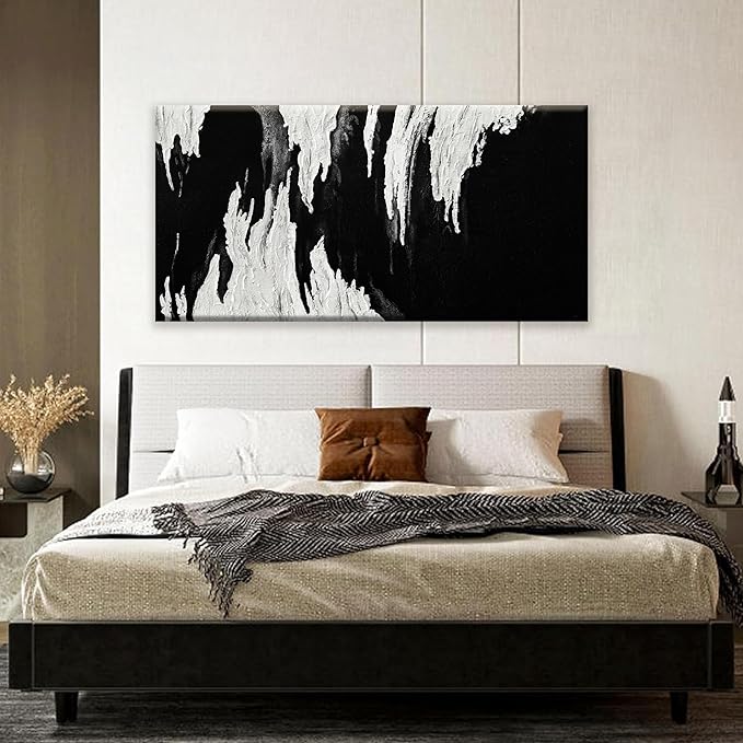 TAIJXAGSG Abstract Wall Art For Living Room Artwork Canvas Art Wall Decor Modern Canvas Prints Pictures Black And White Abstract Wall Decor For Home Hotel Decoration 24 x 48 Inch