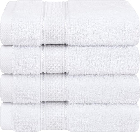 American Soft Linen Salem Washcloth Sets, 4 Piece Luxury 600 GSM 100% Cotton Washcloths for Bathroom, 13x13 inches Washrags Premium Quality Hand Face Towels, White