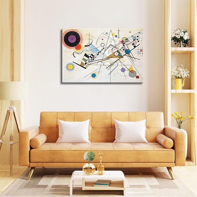 Wieco Art Large Wassily Kandinsky Composition VIII Picture Reproduction of Famous Paintings Canvas Prints Wall Art Canvas Wall Art for Living Room Home Decor and Wall Decorations