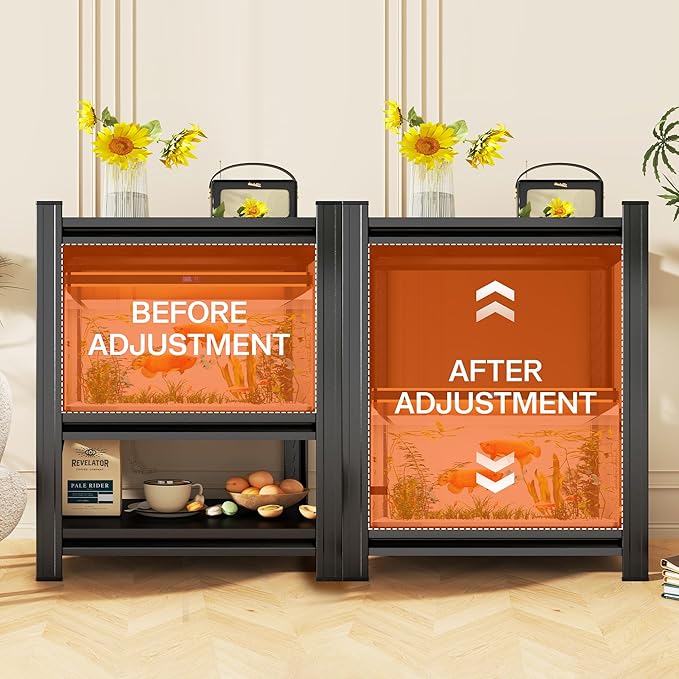 3 Tier Shelf Small Bookshelf 20 Inch Width Free Standing Shelf Adjustable Shelf Unit For Small Spaces Industrial Metal Book Shelves for Home, Office, Living Room,Kitchen,31.5''Hx20''Wx13.7''D,Black