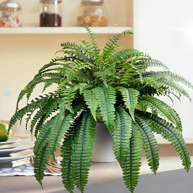 Single Silky Artificial Boston Fern Bush, 48Inch Artificial Plants, Suitable for Decorating Office, Patio, Living Room Faux Greenery, 88Branches…