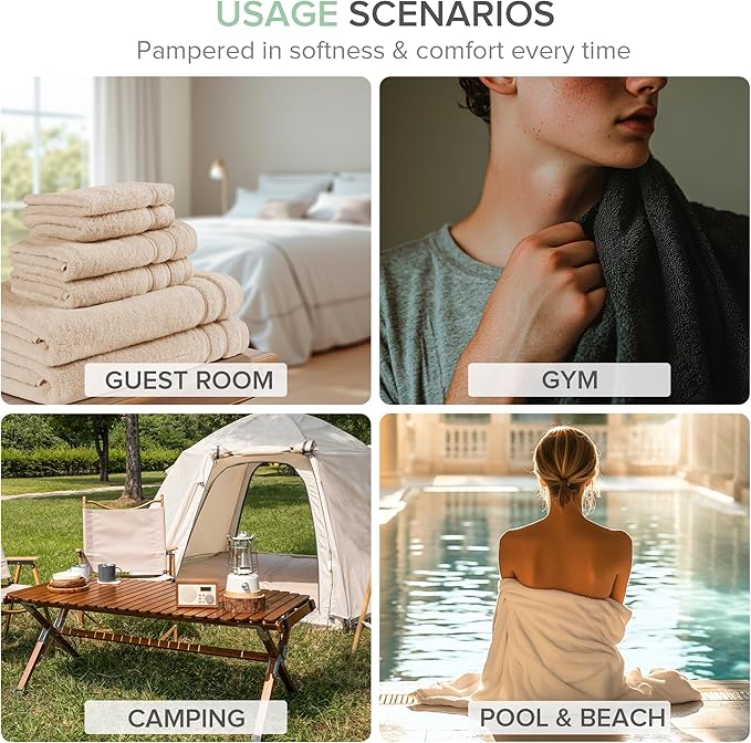 Comfort Spaces Luxury Bath Set - 6 Pieces (2 Bath Towels, 2 Hand Towels, 2 Washcloths) - 100% Cotton, Quick-Dry - Lightweight, Soft Seafoam Green
