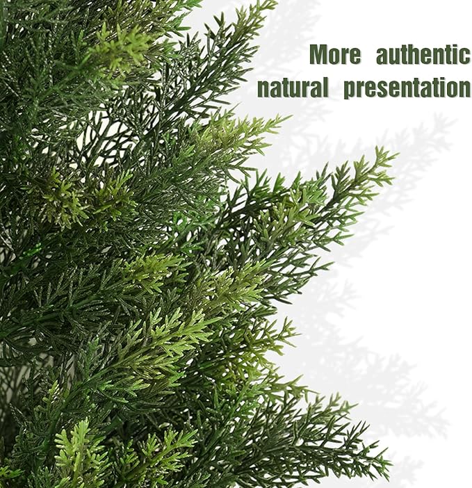 Artificial Topiary Cedar Trees 3FT Tall 2 Set, Outdoor Indoor Faux Pine Shrubs Plants, Realistic Fake Plants Front Porch Decor, Artificial Bushes Cypress for Home Front Door Offices