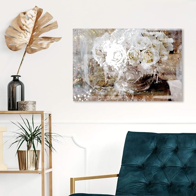 The Oliver Gal Artist Co. Floral Wall Art Canvas Prints 'Serving Roses' Home Décor, 15" x 10", Tan