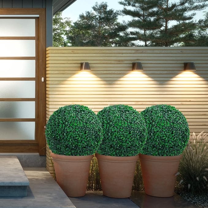 Sunnyglade 2 PCS 10 inch 4 Layers Artificial Plant Topiary Ball Faux Boxwood Decorative Balls for Backyard, Balcony,Garden, Wedding and Home Décor (10 inch)