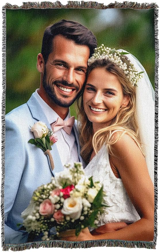 Pure Country Weavers Personalized Woven Photo Blanket 100% Cotton - Not Printed - Custom Gift Picture Tapestry Throw - Made in The USA (60x50)