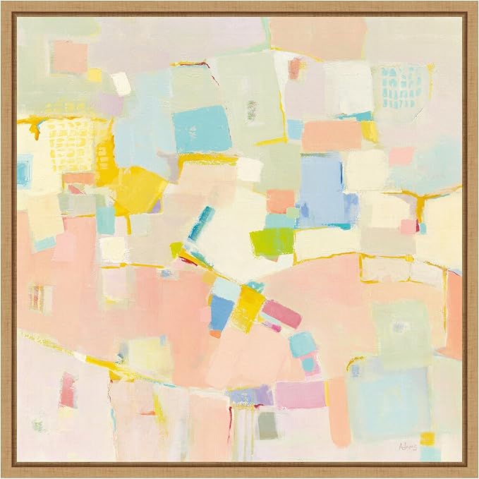 Amanti Art Framed Canvas Wall Art 22x22 Block Party by Phyllis Adams, Framed Wall Art Canvas, Abstract Artwork, Modern Decor, Medium Poster Painting for Living Room, Bedroom, Bathroom, Kitchen,