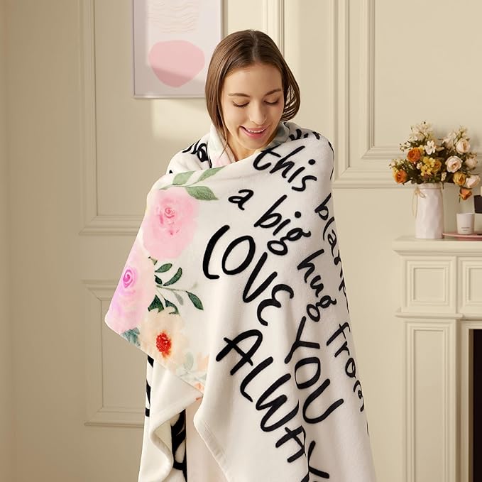 Joiedomi Birthday Gifts for Mom Soft Flannel Mom Blanket for Women Wife Grandma Mothers Day Anniversary Present from Daughter Son 50" x 60" Pink