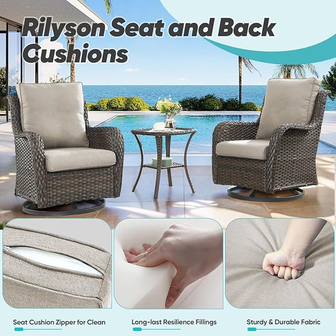 Patio Cushions for Outdoor Furniture - 22×24 Inches High Back and Deep Seating Outdoor Cushion for Patio Chairs Sofa Couch Loveseat Water Resistant(Beige/1 Set/No Button)
