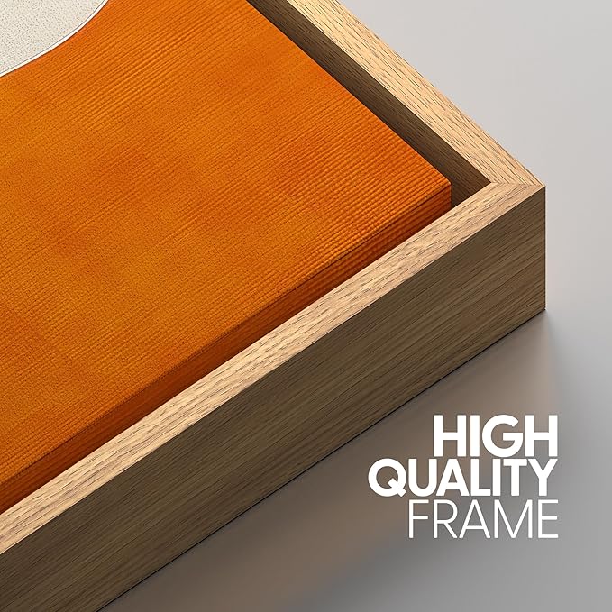 SIGNWIN Framed Wall Art Print Set Modern Abstract Orange Geometric Mid-Century Minimalist Photography Modern Art Minimalist Closeup Dramatic for Living Room, Bedroom, Offic - 24"x36"x3 NATURAL