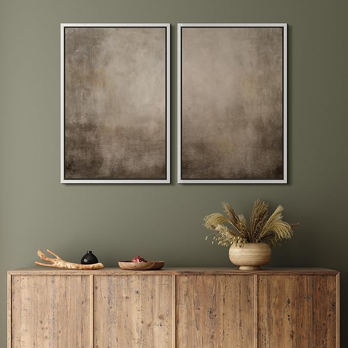 MUDECOR Framed Canvas Print Wall Art Monochromatic Gradient Abstract Minimalist Gray Illustrations Modern Art Decorative Bohemian Colorful Chic for Living Room, Bedroom, Office - 24"x36"x2 White