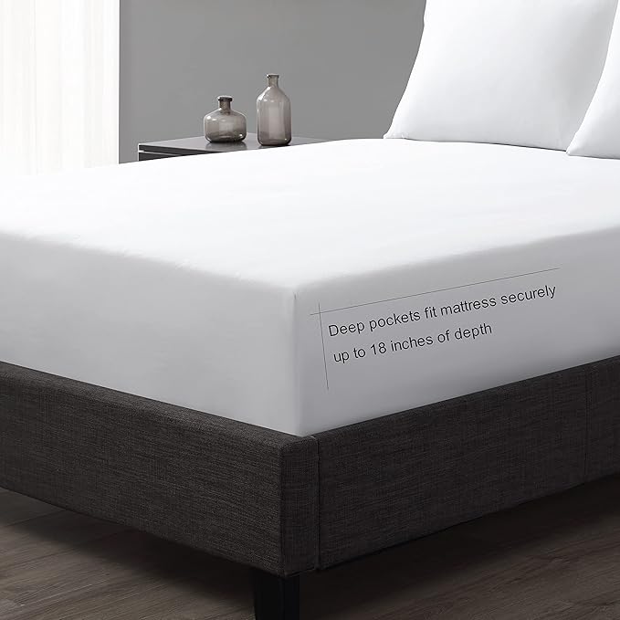 Vera Wang - King Sheet Set, Luxury Sateen Cotton Bedding, 800 Thread Count, Soft & Smooth Room Essentials (White, King)
