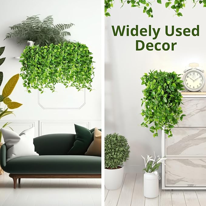 XunYee 32 Pcs Artificial Hanging Plants 3.6FT Fake Hanging Plants for Living Room Fake Ivy Vine Plastic Faux Hanging Plant for Wall House Room Garden Wedding Garland Indoor Outdoor Decor, No Basket
