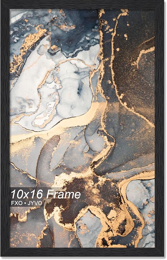 Engineered Wood 10x16 Picture Frame, Black Frame for 10 x 16 Inch Picture Poster Photo, Light Weight 10 by 16 Frame with Wood-grain for Wall - 1 Pack/Black/10 x16