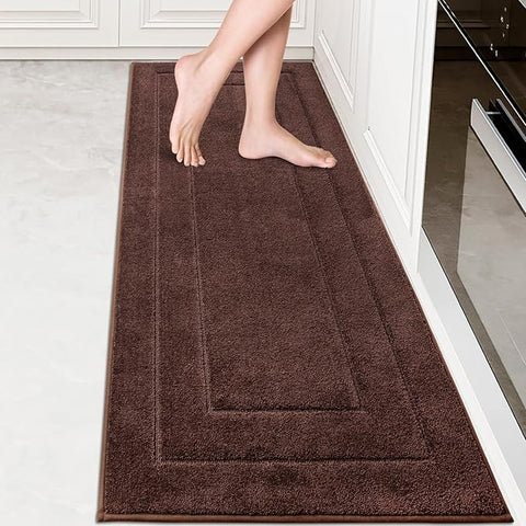 PURRUGS Machine Washable Kitchen Runner Rug 24" x 70", Non-Slip/Skid Hallway Runner Rug, Super Absorbent Soft Area Rug for Kitchen, Hallway & Laundry, Rolled Packaging, Brown