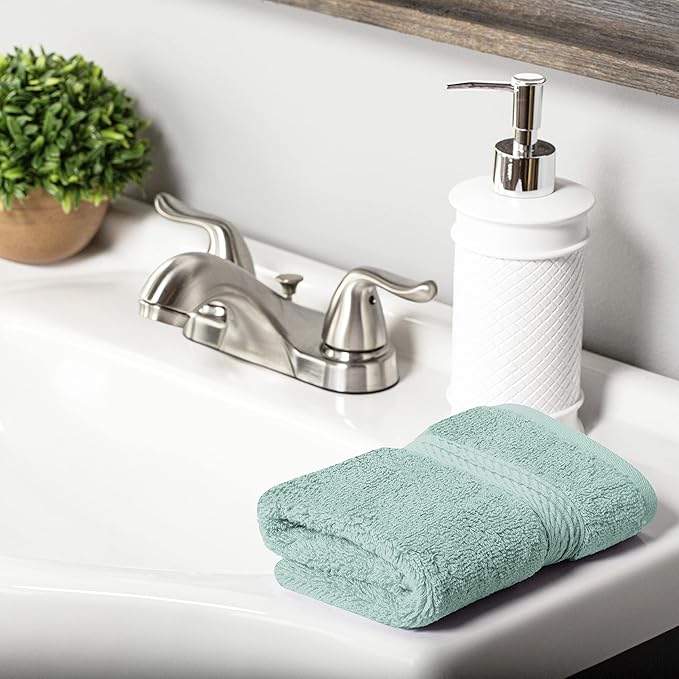 BLUENILEMILLS Premium Towel Collection, Egyptian Cotton Towels for Shower and Bathroom Assorted 6-Piece Towel Set, 30" x 55", 20" x 30", 13" x 13", Sea Foam by Blue Nile Mills