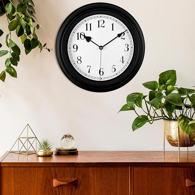 Retro Wall Clock, 10 Inch Vintage Silent Non Ticking Classic Clocks, Easy to Read, Quality Quartz Clock Battery Operated, Decorative Bedroom, Kitchen