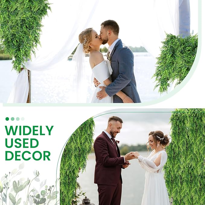 Geosar 110 Pcs Artificial Hanging Plants 32 Inch Hanging Boston Ferns Plastic Fake Plants for Wall Room Garden Wedding Garland Indoor Outdoor Decoration, No Basket