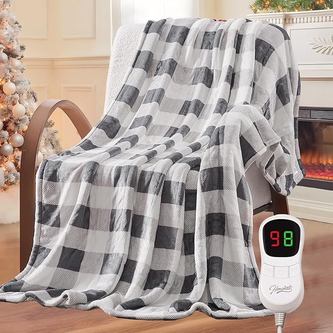 HomeMate Electric Blanket Heated Full Size - 72“x84“ Ultra Soft Cozy Flannel Heating Blanket with 10 Fast Heat Levels 8 Hours Auto Off Over-Heated Protection ETL Certification Keep Warm in Home Office