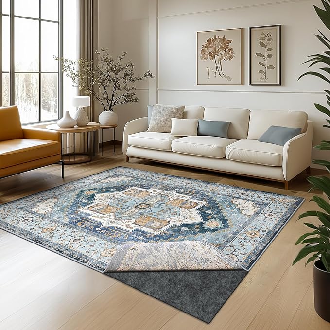 Waterproof Rug Pad, 5x8 ft Area Rug Non-Slip Carpet Pad, Non-Slip Rug Pads for All Floors and Finishes, Felt Pad for Hardwood Floors, Keeps Carpets in Place Soft and Safe