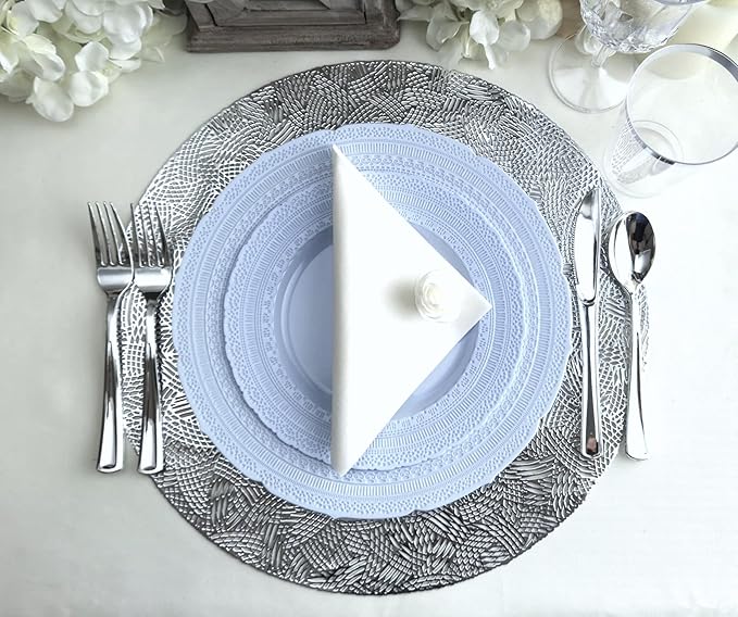 " OCCASIONS " 240 Plates Pack,(120 Guests) Extra Heavyweight Vintage Wedding Disposable/Reusable Plastic Plates 120x11'' Dinner + 120x8.25'' Salad/Dessert Plate (Chateau Blue)