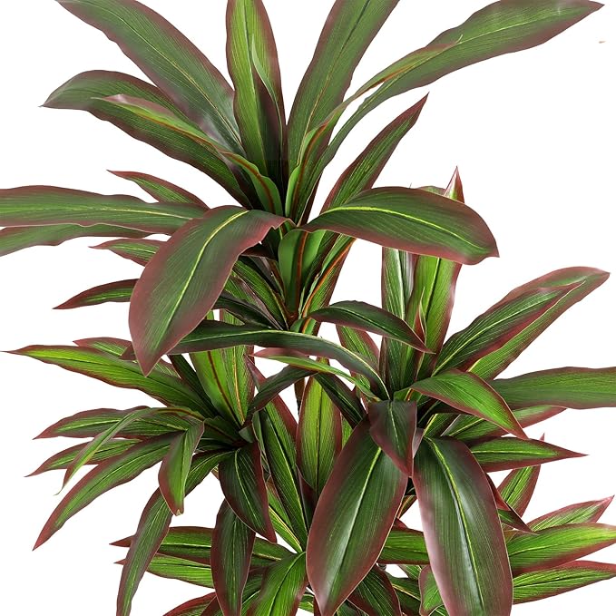 VIAGDO Dracaena Silk Plant Artificial 4ft Faux House Plants with Red Leaf Margin Fake Yucca Palm Trees in Pot Realistic Dragon Tree for Living Room Home Office Decor Indoor Outdoor