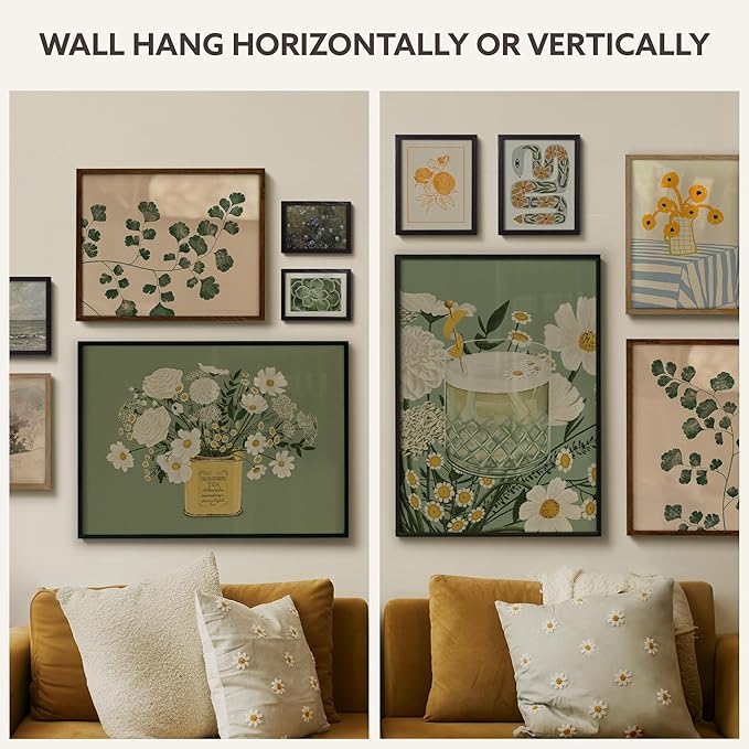 Opposite Wall - 5x7 in - White Solid Oak Wood Picture Frames with Mat - Wall Hanging & Tabletop Photo Frame - Pictures Display 4x6 with Mat, 5x7 without - Office, Gallery & Home Decor