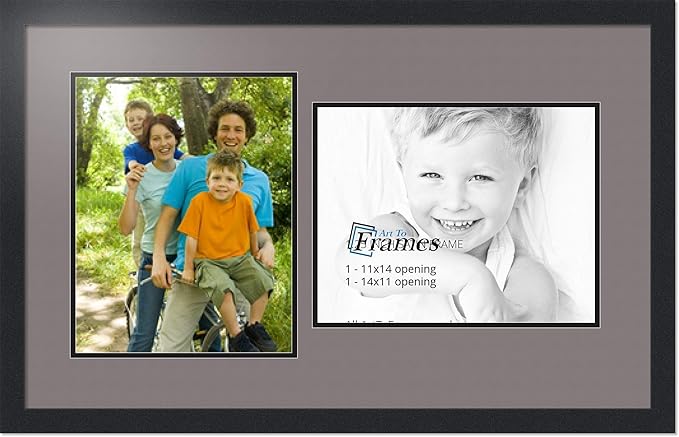 ArtToFrames Double-Multimat-778-748/89-FRBW26079 Collage Photo Frame Double Mat with 2-11x14 Openings and Satin Black Frame