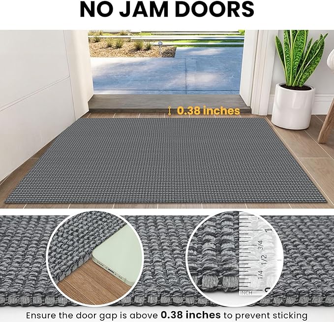 IOHOUZE Washable Exrea Long Hallway Runner Rug 3x20 Non Slip Rubber Backed Kitchen Runner Entryway Runner Indoor, Woven Rugs Floor Carpet for Kitchen Hall Entryway Stair, Dark Grey