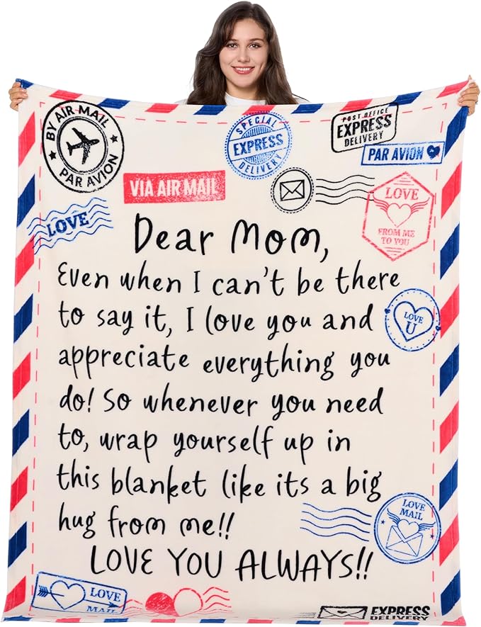 Joiedomi Birthday Gifts for Mom Soft Flannel Mom Blanket for Women Wife Grandma Mothers Day Anniversary Present from Daughter Son 50" x 60" Ivory White