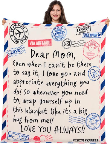 Joiedomi Birthday Gifts for Mom Soft Flannel Mom Blanket for Women Wife Grandma Mothers Day Anniversary Present from Daughter Son 50" x 60" Ivory White