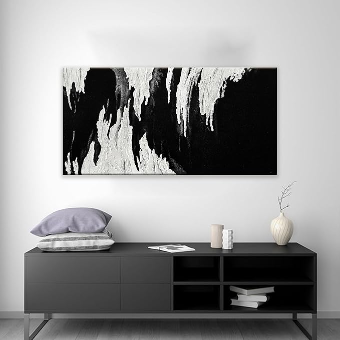 TAIJXAGSG Abstract Wall Art For Living Room Artwork Canvas Art Wall Decor Modern Canvas Prints Pictures Black And White Abstract Wall Decor For Home Hotel Decoration 24 x 48 Inch