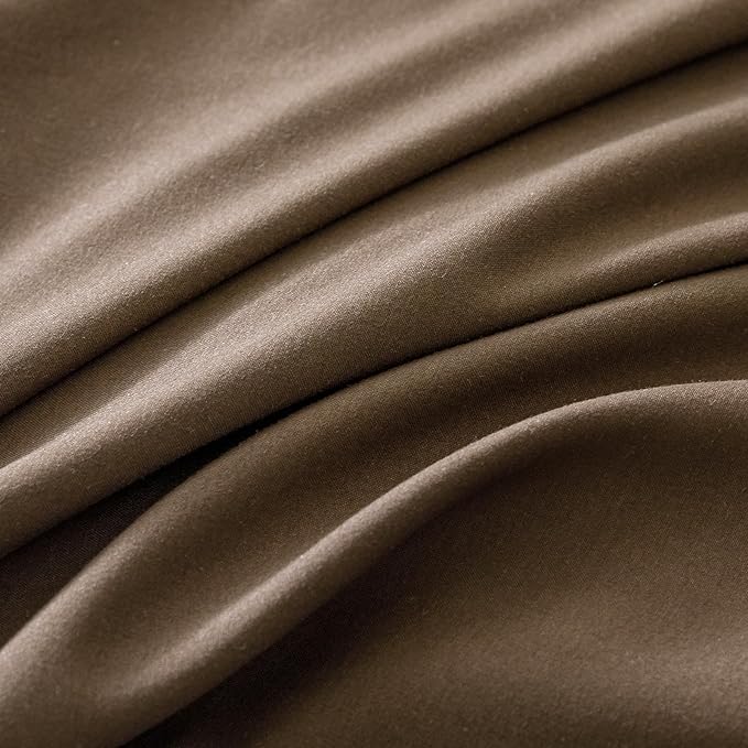 CLOTHKNOW Chestnut Brown Queen Comforter Set 3Pcs Brown Bedding Comforter Sets Dark Brown Queen Comforter Soft Mocha Coffee Comforter with 2 Pillow Cases