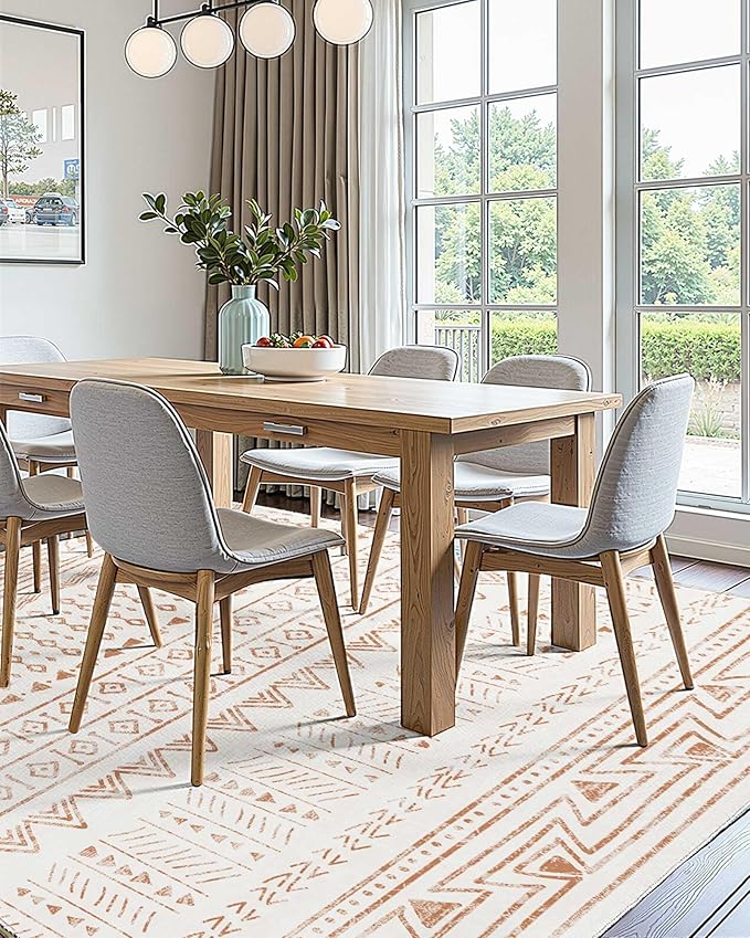 VEVOR 5 x 8 ft Area Rug Large Washable Rug Non-Slip and Tear-Resistant Soft Carpet Pet & Child Friendly Modern Area Rugs Indoor Mat for Bedroom Office Living Room Kids Room Entryway Beige