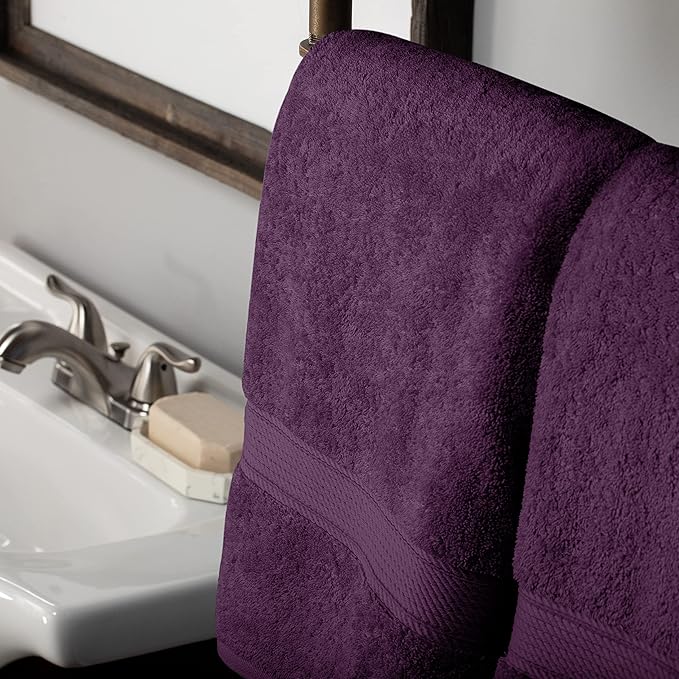 BLUENILEMILLS Premium Towel Collection, Egyptian Cotton Towels for Shower and Bathroom Assorted 6-Piece Towel Set, 30" x 55", 20" x 30", 13" x 13", Plum by Blue Nile Mills