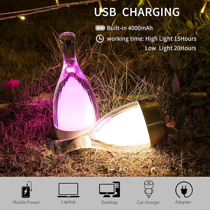 Table Lamp for bedroom with Touch Control,LED Nightstand Lamp Fourth Gear-3000K 4000K 6000K and Seven Color Light,Cordless Battery Operated Desk Lamp,Perfect for Bedroom,Couple Dinner,Cafe.(White)