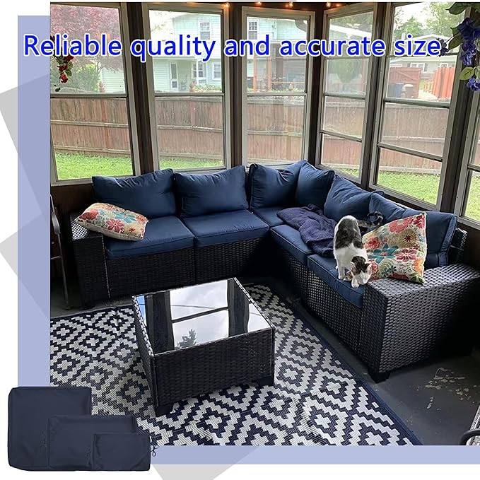 14 Pcs Outdoor Cushion Slipcovers Outdoor Patio Cushion Covers Replacement Waterproof with Zipper for Outdoor Furniture, Patio Sofa Couch 3 Sizes, Covers Only
