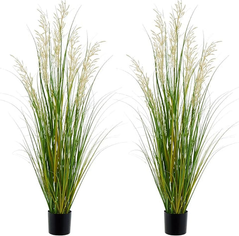 Artificial Plant 47in Tall 2pk Grass, Onion Grass Artificial Greenery Floor Plants Faux Pampas Grass in Pot, Ideal Housewarming/Office Gift for Indoor Outdoor