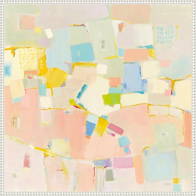 Amanti Art Framed Canvas Wall Art 30x30 Block Party by Phyllis Adams, Framed Wall Art Canvas, Abstract Artwork, Traditional Decor, Large Poster Painting for Living Room, Bedroom, Bathroom, Kitchen,