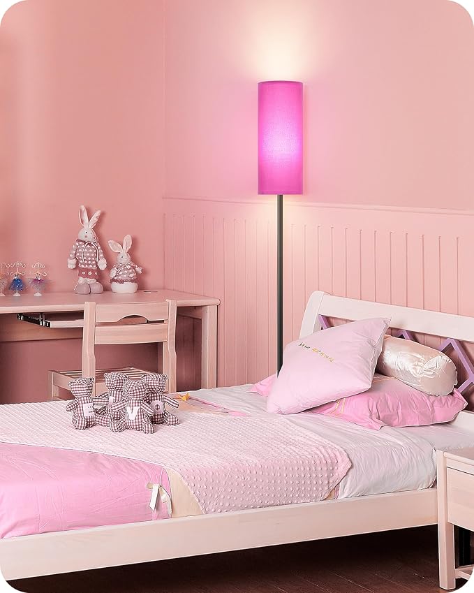 Dimmable Purple Floor Lamp for Living Room with Remote and Foot Switch, Corner Floor Lamp for Bedroom, 66" Standing Tall Lamp, 10W 900LM Bulb Included, 3000K-6500K, Linen Shade, FCC Listed Z06LD05W1