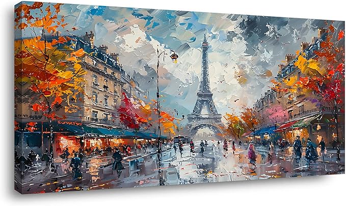 Eiffel Tower in Paris French Landscape Street View Wall Art Decor Artwork for Bedroom (20x40 Inches)