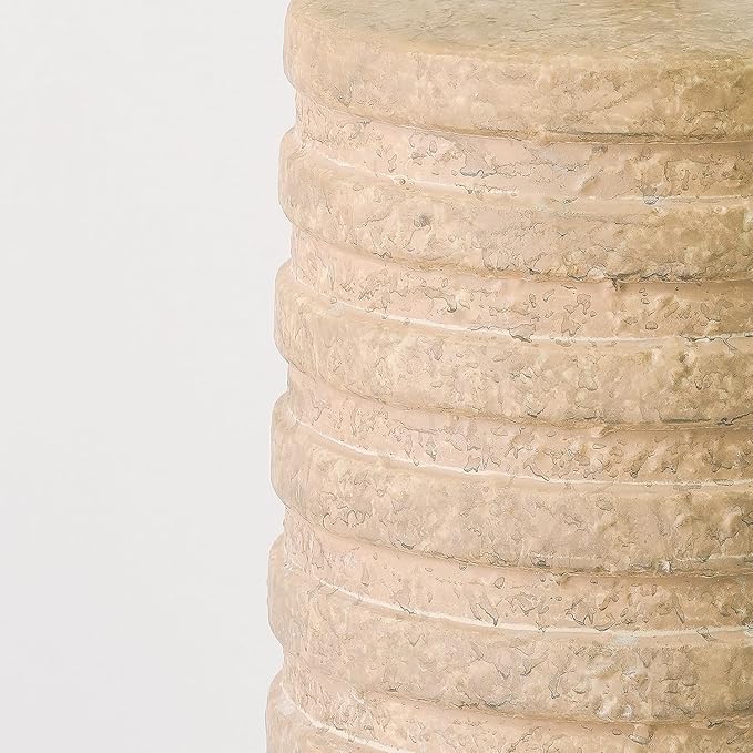 PoKat 27" Farmhouse Ceramic Table Lamps Set of 2 for Bedroom, Stone-Like Rustic Nightstands Lamps for Night Stands, Distressed Beige Bedside Lamps with Natural Textured for Living Room, Sand-Colored