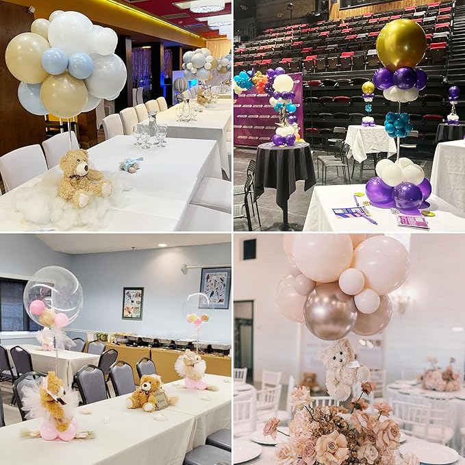 10 Pack Balloons Stands for Tables, 23.6 Inch Acrylic Balloon Centerpiece Stands with Clear Base, Balloon Stick Holder for Wedding, Baby Shower, Holiday, Graduation, Birthday Party Decoration