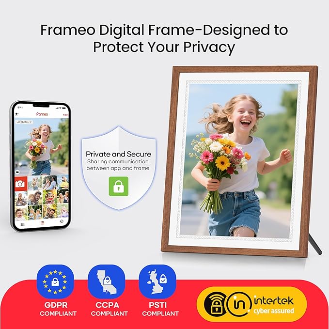 15 Inch Large Digital Picture Frame, Frameo Digital Frame WiFi with 4:3 HD IPS Touch Screen 32GB Storage, Support Tabletop&Wall Mounted, Share Photos/Videos Instantly from Anywhere, Gifts for Mom