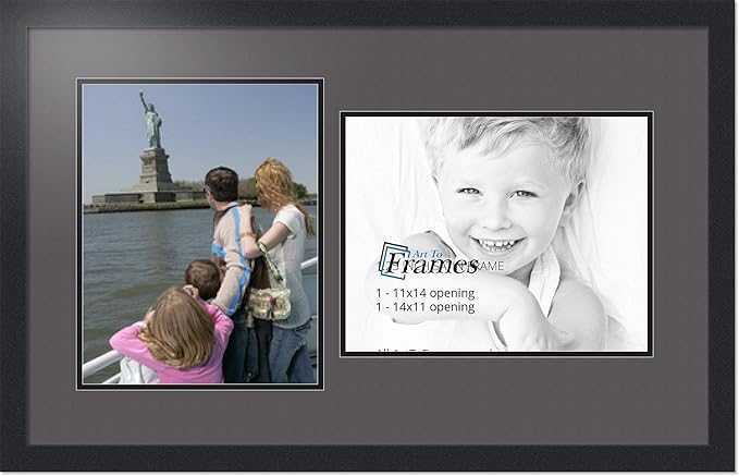 Art to Frames Double-Multimat-778-41/89-FRBW26079 Collage Photo Frame Double Mat with 2 - 11x14 Openings and Satin Black Frame